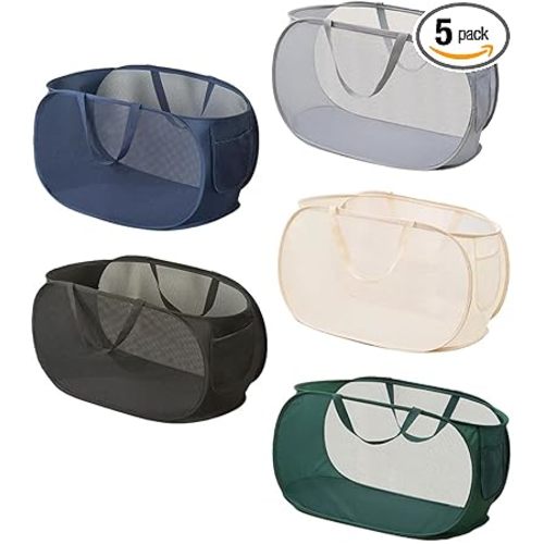 5 Pcs Collapsible Laundry Baskets, Opening Laundry Hamper, Foldable Laundry Basket, Dirty Clothes Basket for Clothes & Laundry-Home Organization
