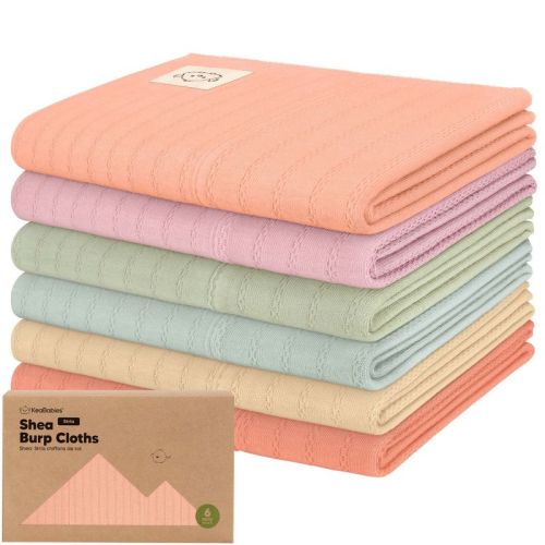 KeaBabies 6pk Shea Baby Burp Cloths, 20x12 Organic Cotton Burping Cloths for Babies, Boys, Girls, Soft & Absorbent Spit Up Rag (Muted Pastel)