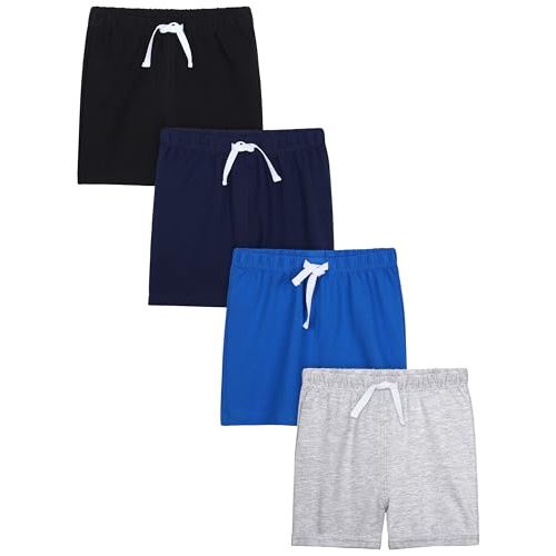 Resinta 4 Pack Baby Boys' Cotton Shorts Baby Casual Shorts Soft Toddler Baby Boys' Pull-On Shorts