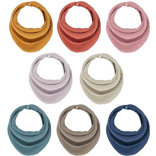 Baby Bibs for Girls, Bandana Drool Bibs for Unisex, Soft Organic Muslin Infinity Scarf Bibs for 0-24 Months - 8 Pack