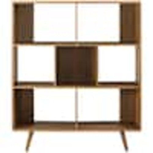 MODWAY 52.5 in. Walnut Wood 7-shelf Accent Bookcase with Open Back EEI-2529-WAL