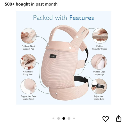 Momcozy Breathable Mesh Baby Carrier, Ergonomic and Lightweight Infant Carrier for 3-24 Months with Enhanced Lumbar Support, All Day Comfort for Hands-Free Parenting, Air Mesh-Pink