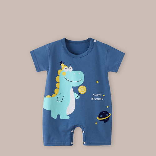 Ovbmpzd Cute Preemie Pajamas Boys Short Sleeve Blue Cotton Comfort Animal Sleep N Plays Onesies for Baby Boys 0-3 Months