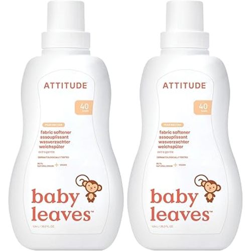 ATTITUDE Baby Laundry Fabric Softener, Plant and Mineral-Based Ingredients, Vegan and Cruelty Free Household Products, Pear Nectar, 40 Loads, 33.8 Fl Oz (Pack of 2)