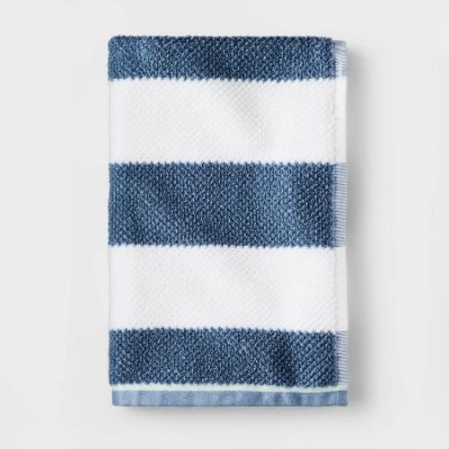 Striped Kids' Hand Towel Navy with SILVADUR™ Antimicrobial Technology - Pillowfort™: Cotton, OEKO-TEX Certified