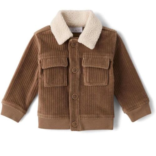 The Children's Place Baby Boys Long Sleeve Faux Cord Utility Jacket Brown 9-12 M
