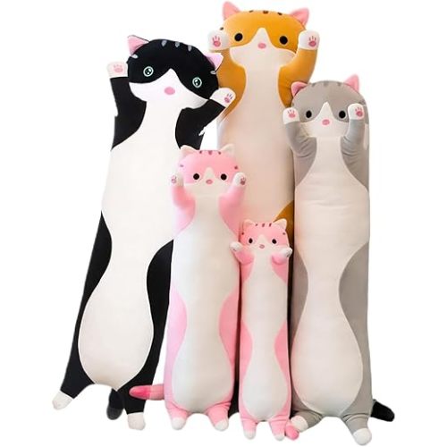 Long Cat Plush Pillow Soft Cat Hugging Pillow Stuffed Animal Pillow Cute Kitty Sleeping Throw Pillow Gift for Kids(70cm/27.55inch,Pink