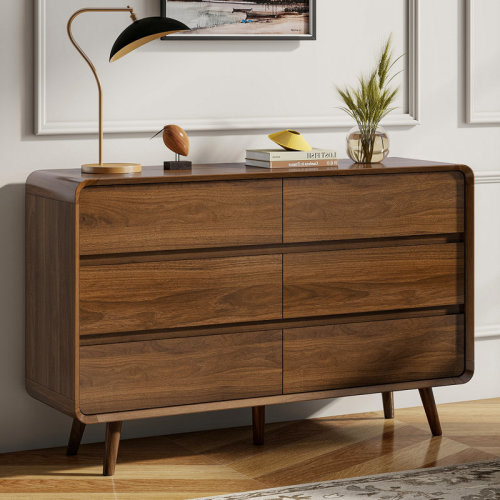 George Oliver Bedroom Dresser with 6 Drawer, Wood Walnut Modern Dresser, 47.2" W x 15.8" D x 30.7" H & Reviews | Wayfair