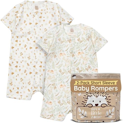 2-Pack Short Sleeve Baby Boy Rompers - Woodland Collection