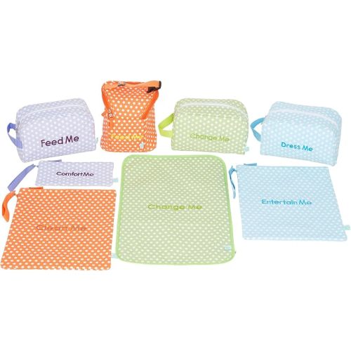 Easy Baby - Diaper, Bottle, and Supplies - Organizer Pouches and Changing Pad - Change, Feed, Dress, and Clean Me (8 Pack Laguna) | Organizing Packing Tote Cubes for Baby Items