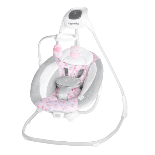 Ingenuity Simple Comfort 2-in-1 Swing Rocker, Pink Cassidy