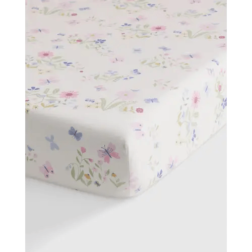 Organic Cotton Pattern Crib Sheet in Wildflower Garden