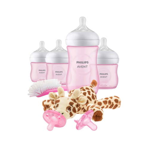 Natural Baby Bottle with Natural Response Nipple Baby Gift Set with Snuggle - Pink - 8pc