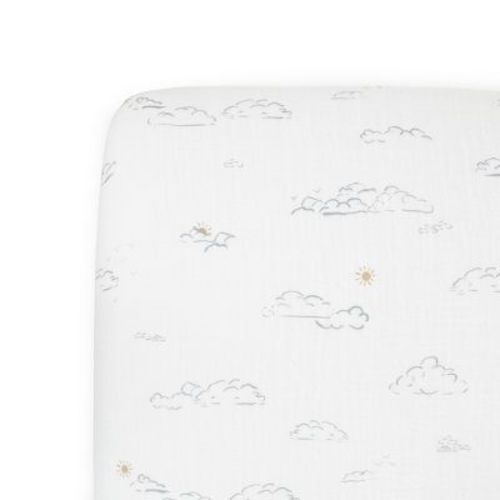 Little Unicorn Cotton Muslin Crib Fitted Sheet - Partly Cloudy