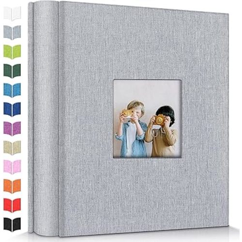 Artfeel Photo Album 4x6 with 600 Pockets,Slip-in Picture Albums,Linen Cover Memory Book with Front Window,White Page Vertical Photo Book for Wedding,Family,Anniversare,Baby,Vacation