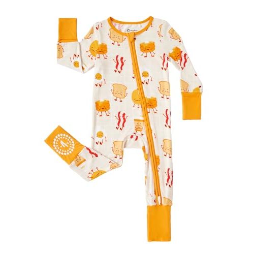 PATPAT Baby Footies Boys Girls - Bamboo Viscose - Zipper & Non-Slip Soles Romper Mitten - Footed & Footless Infant Clothes