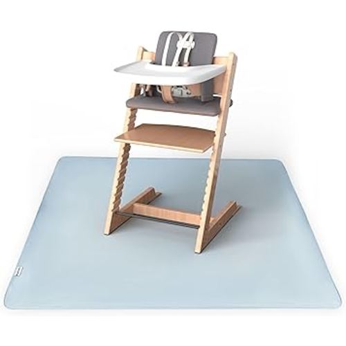 Tiny Twinkle Splat Mat for Under High Chair or Table | 51" x 51" Waterproof & Mess-Proof High Chair Mat for Baby, Machine Washable for Mealtime or Art(Cloud Blue)