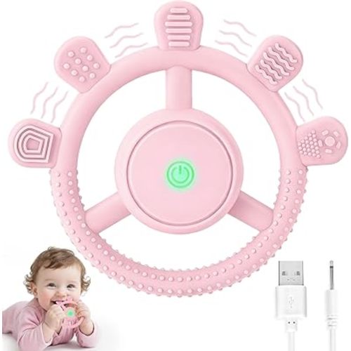 Vibrating Teether for Baby, Sensory Chew Toys for Autistic Children & Teething Toys for Babies 6-18 Months, USB Chargeable & 3X Vibration Settings. Toddler Travel Essential, Autism Sensory Products