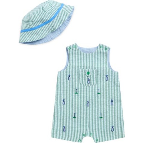 Golf Embroidered Cotton Romper & Hat Set