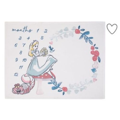 NoJo Disney Alice in Wonderland White, Pink, and Blue Cheshire Cat Super Soft Photo Op Milestone Baby Blanket