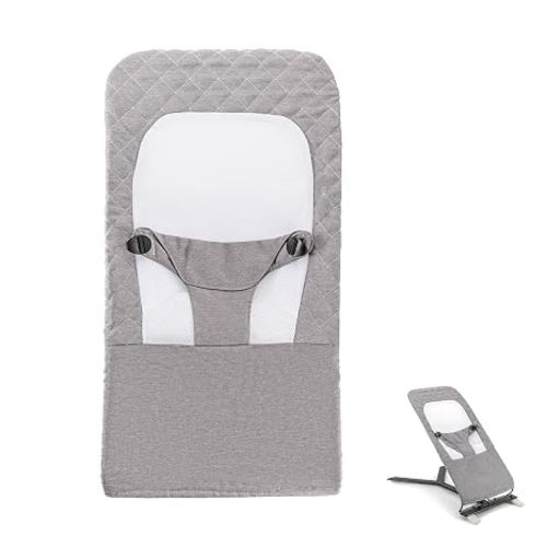 Bouncer Cover Compatible with Baby Delight, Fabric Seat for Bouncer, Soft and Breathable Mesh Inset, with 3-Point Safety Harness, Easy to Install, Machine Washable Replacement Cover, Grey
