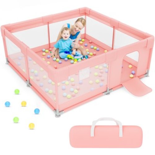 babyeap Baby Playpen,50x50 Inch Baby Playards for Babies and Toddlers,Fence Baby Play Yards for Indoor & Outdoor with Breathable Mesh,Pink