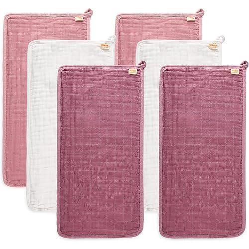 MUKIN Baby Burp Cloths, Soft Cotton Burp Cloth, Burp Rags for Baby Boy, Girl (Pink Series)