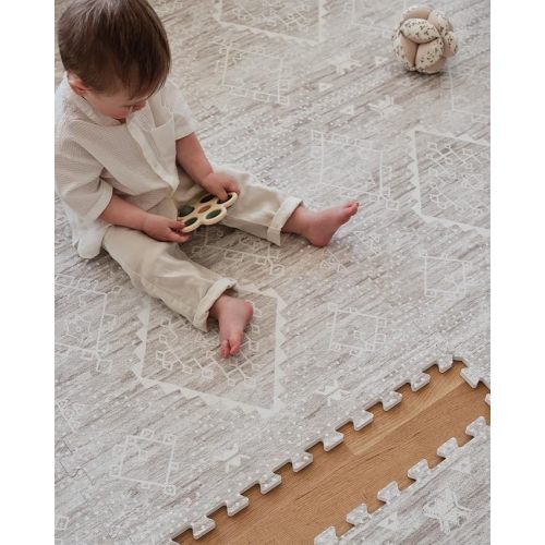 House of Noa Baby Play Mat – 4x8 Driftwood Ula – Set of 8 Tiles – Cushioned EVA Foam Play Mat for Floor, Soft Interlocking Baby Crawling Mats for Hard Floors