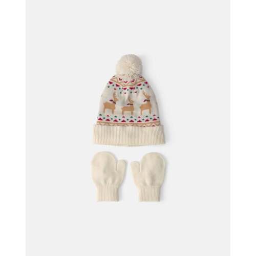 Baby 2-Piece Fair Isle Christmas Beanie & Glove Set - Cream | Carter's
