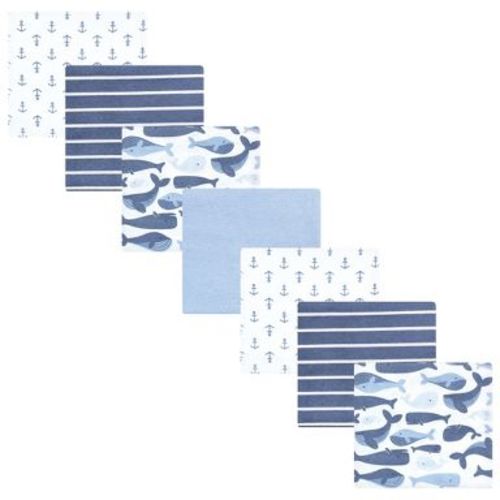 Hudson Baby Infant Boys Cotton Poly Flannel Receiving Blankets 7pk, Cute Whales, One Size