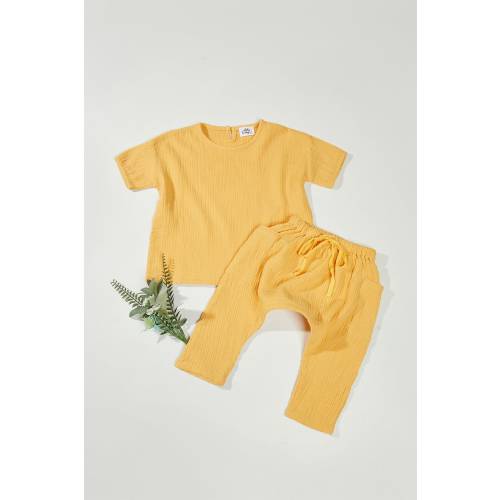 Yellow Cotton Muslin Kids clothes set | Toddler Kids clothes set | Summer Kids clothes |Unisex toddler clothes set