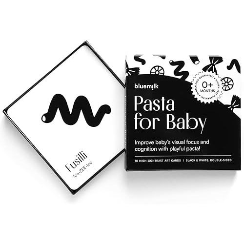 Pasta for Baby High Contrast Sensory Black and White Flash Cards - Tummy Time Newborn Learning