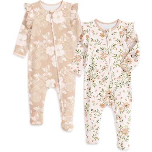 Yoofoss Baby Sleepers Baby Girl Clothes 100% Organic Cotton Pajamas for Newborn 0-3 3-6 6-9 Months Sleep and Play Pjs