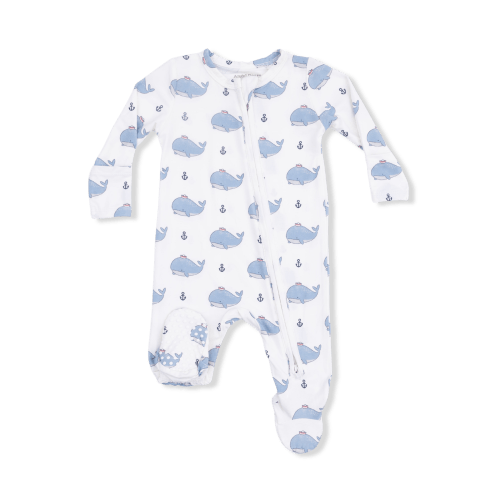 Angel Dear Blue Bubbley Sailor Whales Footie - The Sandbox Children's Boutique