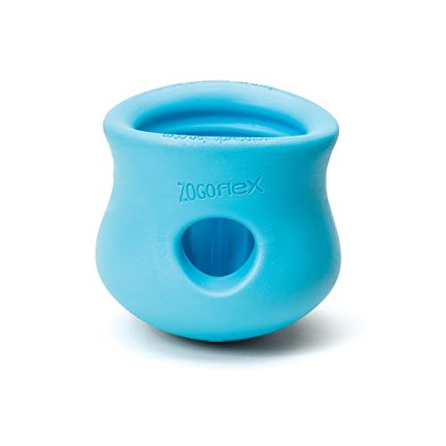 WEST PAW Zogoflex Toppl Interactive Treat Dispensing Dog Puzzle Play Toy, 100% Guaranteed Tough, It Floats!, Made in USA, Small, Aqua