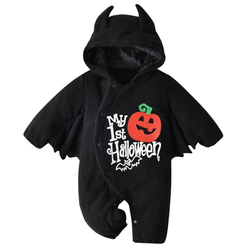 AGQT Newborn Infant Baby Boy Girls Halloween Bat Costume 2PCS Romper Size 0-24 Months