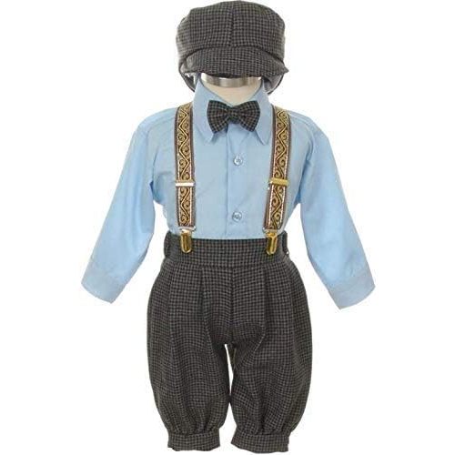 SK Vintage Dress Suit-Tuxedo Knickers Outfit Baby Boys & Toddler-Blue Houndstooth