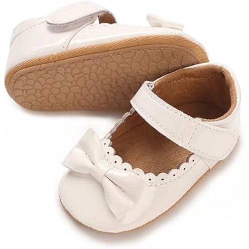 COSANKIM Baby Girls Mary Jane Flats Shoes Anti-Slip Rubber Sole Infant Toddler Princess Wedding Dress Shoes