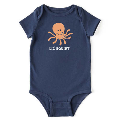 Infant Lil' Squirt Octopus Short Sleeve Crusher Baby Bodysuit