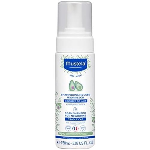 Mustela Foam Shampoo for Newborns - Baby Shampoo for Cradle Cap with Naturally Derived Avocado Oil Polyphenols - Fragrance-Free - 5.07 fl. oz
