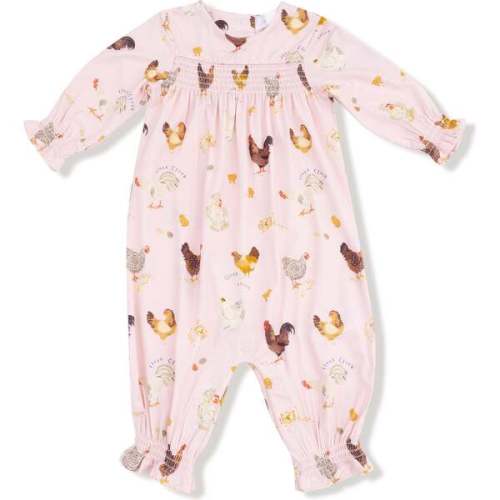 Ruffle Sleeve Romper Collectors Chickens, Pink - Angel Dear | Maisonette