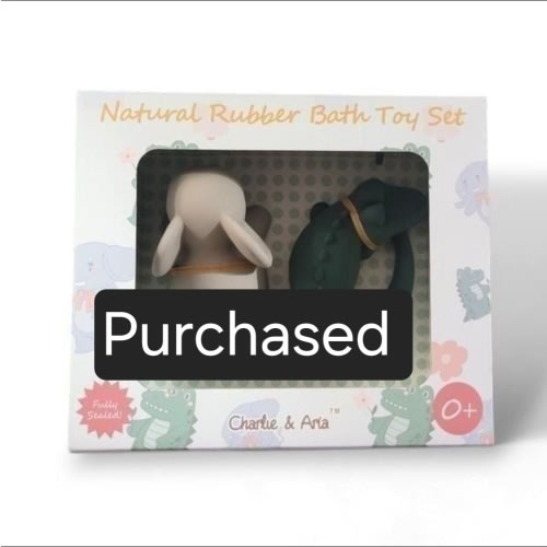 Elephant Alligator Fully Sealed Natural Rubber Bath Toy Play Set Charlie & Aria