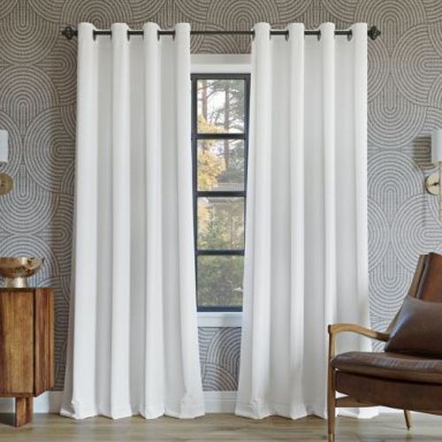 52"x54" Sun Zero 100% Blackout Oslo Theater Grade Grommet Curtain Panel White: Modern Energy Efficient Indoor Drapery