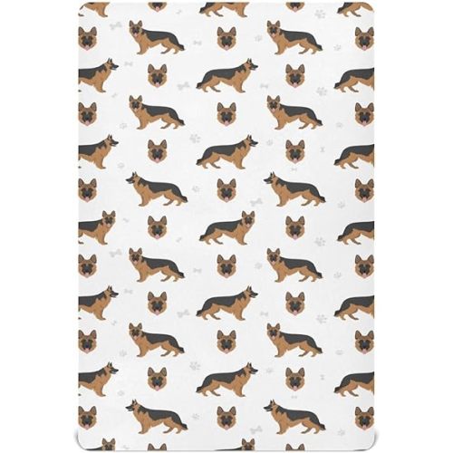German Shepherd Dogs Crib Sheets for Boys Girl Cute Shepherd Mattress Cover Cartoon Pet Dog Pattern Standard Crib Sheets Fitted Animal Theme Unisex Toddler Baby Bed Sheets 28x52 Inch