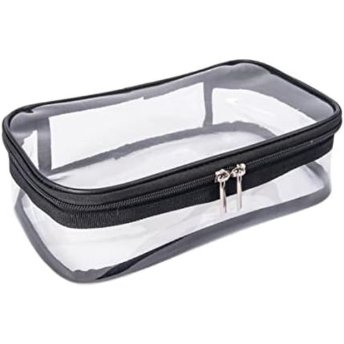 Portable Zippered Transparent Vinyl Travel Cosmetic Bag Clear PVC Makeup Kits Organizer Utility Pouch See Through Plastic TSA Approved Toiletry Carry Pouch