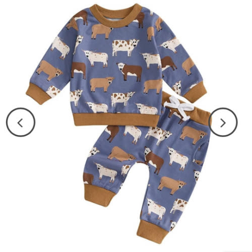 Little Boy Long Sleeve Cows 2-Piece Outfit Set – The Trendy Toddlers