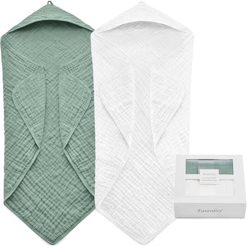 Serviettes pour bébé (vert romain + blanc)