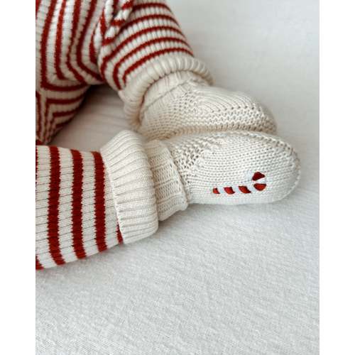 Candy Cane Embroidered Booties