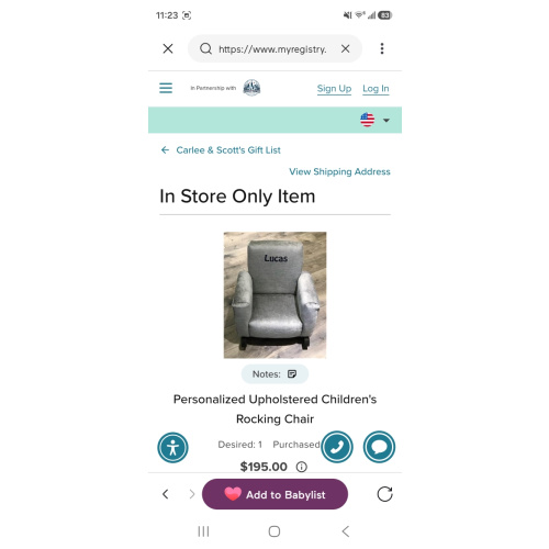 Personalized Upholstered Children's Rocking Chair