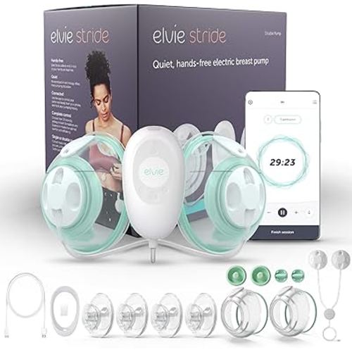 Elvie Stride Hospital-Grade, App-Controlled Breast Pump - Hands-Free, Wearable, Ultra-Quiet & Electric with 2-Modes, 10-Settings & 5oz Capacity per Cup